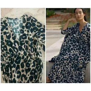 Anthropologie PQ Solan Maxi Swim Dress in Beige/Green Size XS/Small